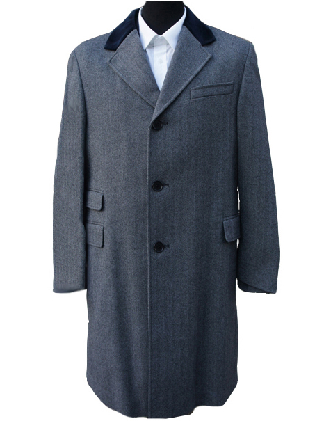 Light Grey Herringbone Wool Overcoat - £119
