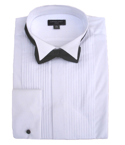 Pleated Wing Collar Tuxedo Dress Shirt - £18.50